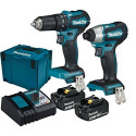Makita DLX2221JX2 - set - 2x rechargeable battery - blue / black - impact wrench, drill