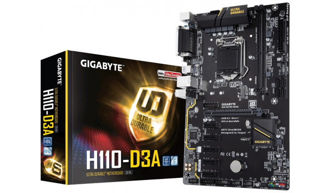 Gigabyte emaplaat GA-H110-D3A s1151 2DDR4 USB3/VGA/M.2 ATX 