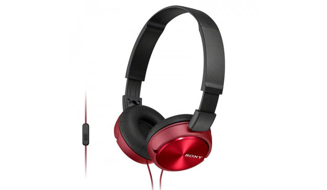 Kõrvaklapid Sony kõrvapleased +mikr., punane
