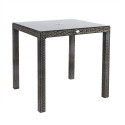 Table WICKER 73x73xH71cm, table top: clear glass, aluminum frame with plastic wicker, color: dark br