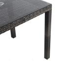 Table WICKER 73x73xH71cm, table top: clear glass, aluminum frame with plastic wicker, color: dark br