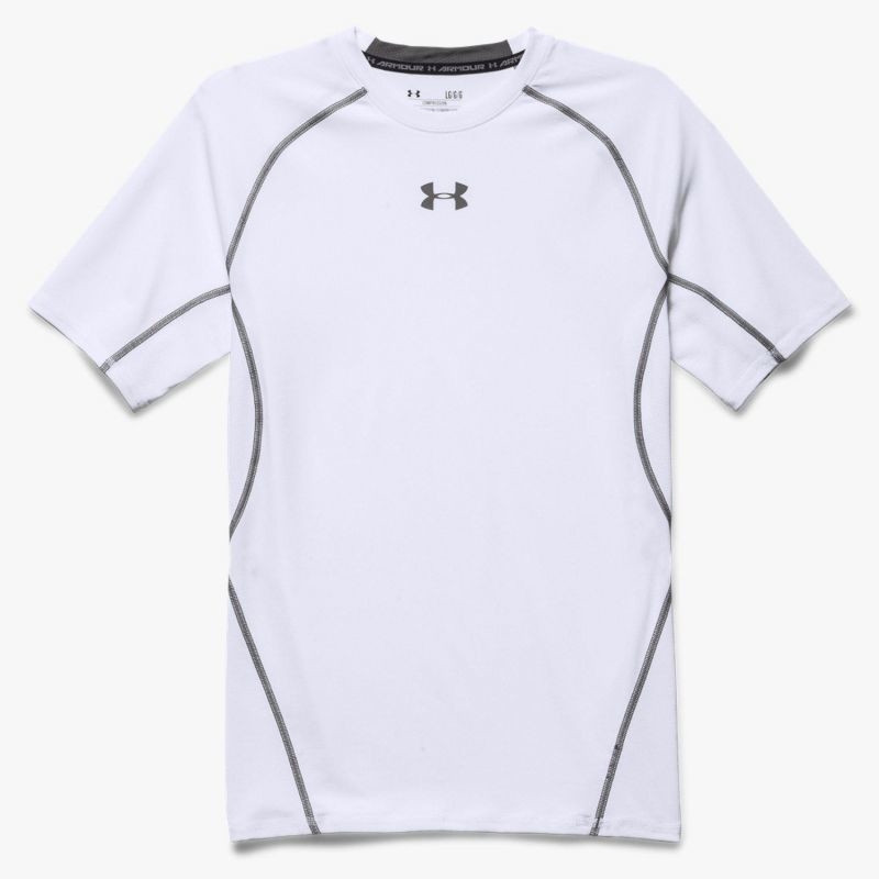Under Armour Men's HeatGear Armour Short Sleeve Compression Shirt  1257468-100 White 