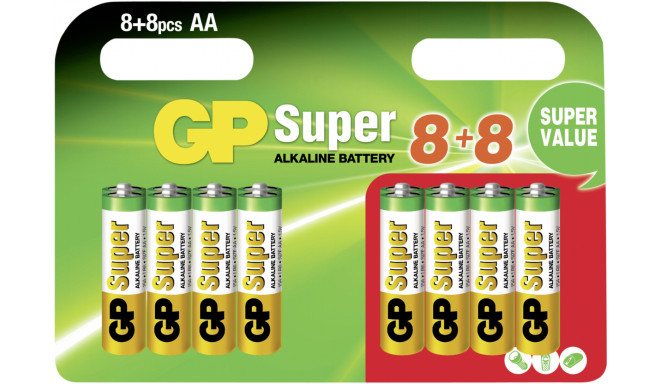 GP patarei Super Alkaline AA LR06 8+8tk