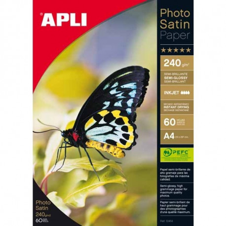 Fotopaber Apli A4 240g Satin poolmatt 25lehte pakis, tindiprinterile, eritel
