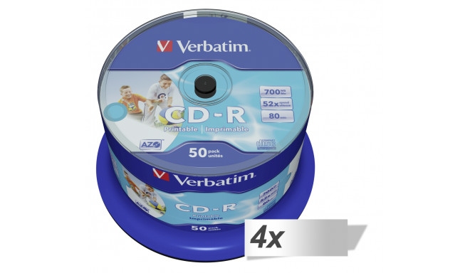 4x50 Verbatim CD-R / 700MB 52x Speed wide printable generic
