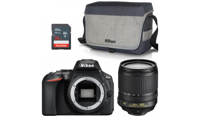 Nikon D5600 + 18-105 мм AF-S VR + плечевая сумка + карта памяти