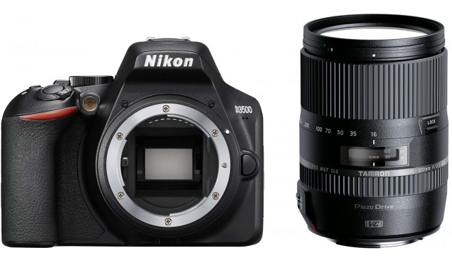 Nikon D3500 + Tamron 16-300mm, melns