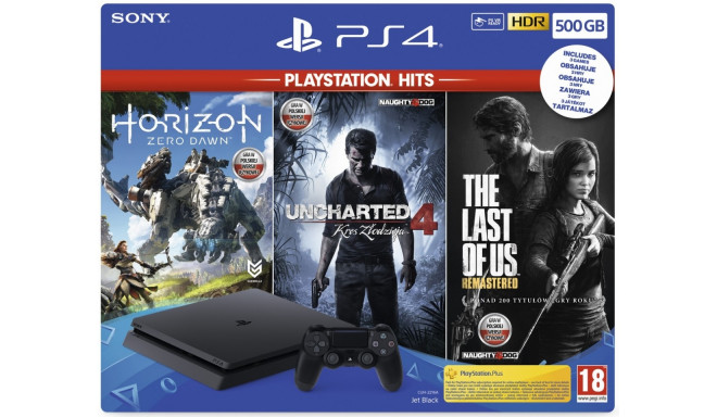 Playstation 4 500GB + Horizon Zero Dawn + Uncharted 4 + The Last of Us Remastered