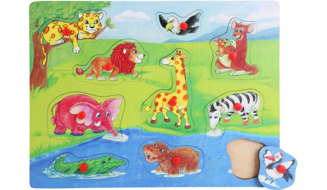 Wooden puzzle with thumbtacks - Animals