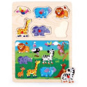 Wooden puzzle with thumbtacks 2in1 TOP BRIGHT - Safari