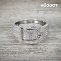 Hûggot Belt Rhodium-Plated Ring with Zircons (16,8 mm)