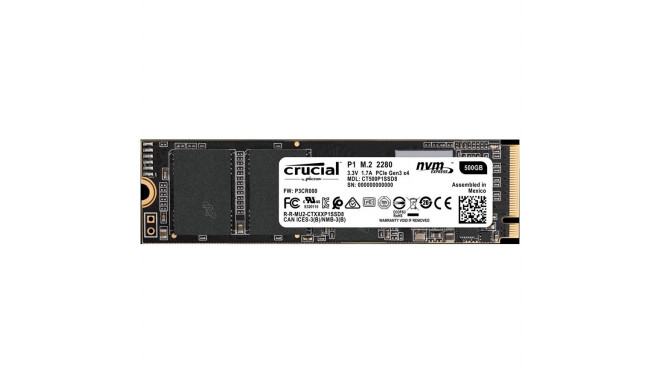 Crucial SSD P1 500GB M.2 2280 NVMe 1900/950MB/s IOPS 90K/220K