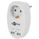 16 A safety socket with 2 USB ports, 3.1A, 3680W