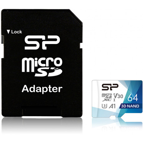 Silicon Power memory card microSDXC 64GB Superior Pro V30 + adapter