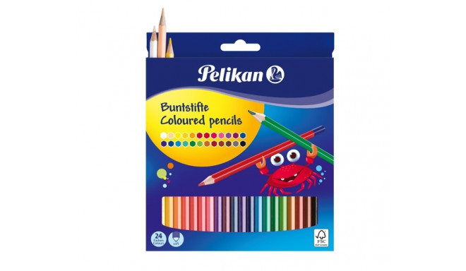 pelikan Colored pencils hexagonal 3mm lead assorted colors, 24 pieces cardboard case