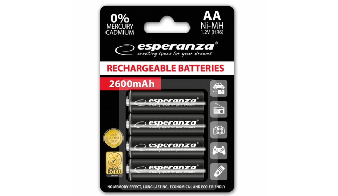 Esperanza EZA106 PRECHARGED HR6 2600MAH ALWAYS READY BLISTER PACK 4PCS.