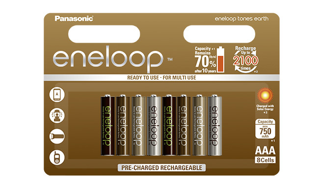 Panasonic eneloop battery AAA 750 8UE Earth