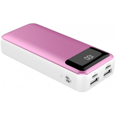 Platinet akupank 10000mAh LCD USB-C, roosa