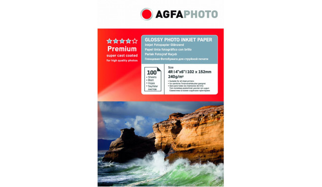 Agfaphoto fotopapīrs 10x15 Premium Glossy 240g 100 lapas