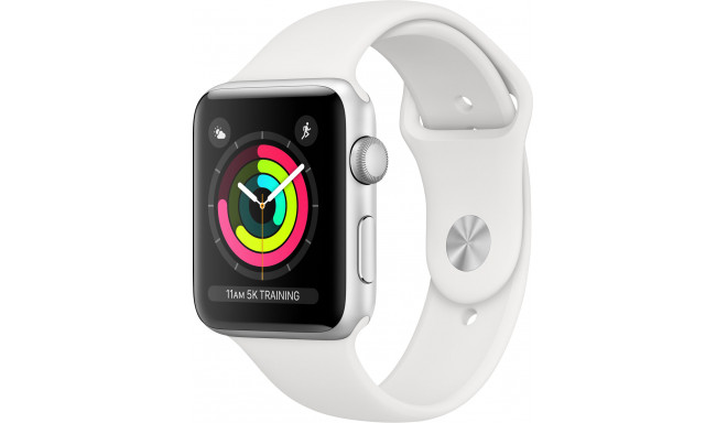 Apple Watch 3 GPS 42 мм Sport Band, серебристый/белый