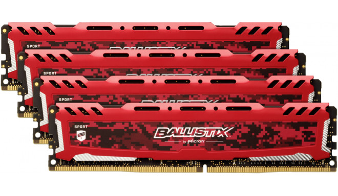 Ballistix RAM Sport LT 64GB DDR4 KIT 16GBx4 3200 DIMM 288pin red DR