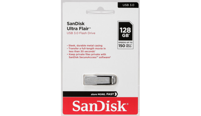 SanDisk mälupulk 128GB Cruzer Ultra Flair USB 3.0 150MB/s (SDCZ73-128G-G46)