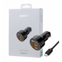 Aukey car charger CC-T8 2xUSB 6A + microUSB cable