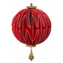 Jõulukaunistus riputatav, 7cm ümmargune volditud pall, punane