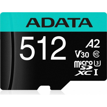 Adata mälukaart microSDXC 512GB Premier Pro Class 10 UHS-I U3 V30 A2