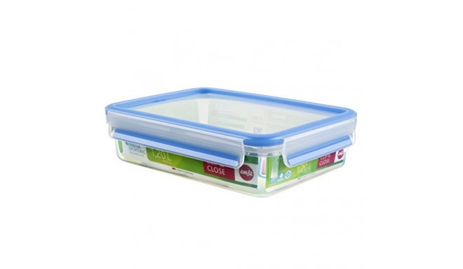 EMSA Clip & Close Frischhaltedosen (transparent / blue, 1.2 liters, classical format)