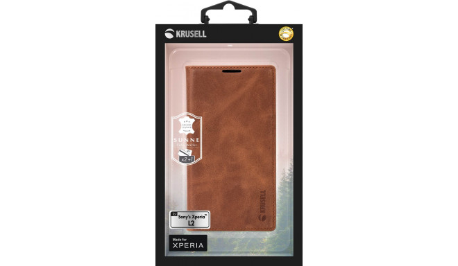 Krusell Sunne 2 Card Foliowallet Sony Xperia L2 vintage cognac
