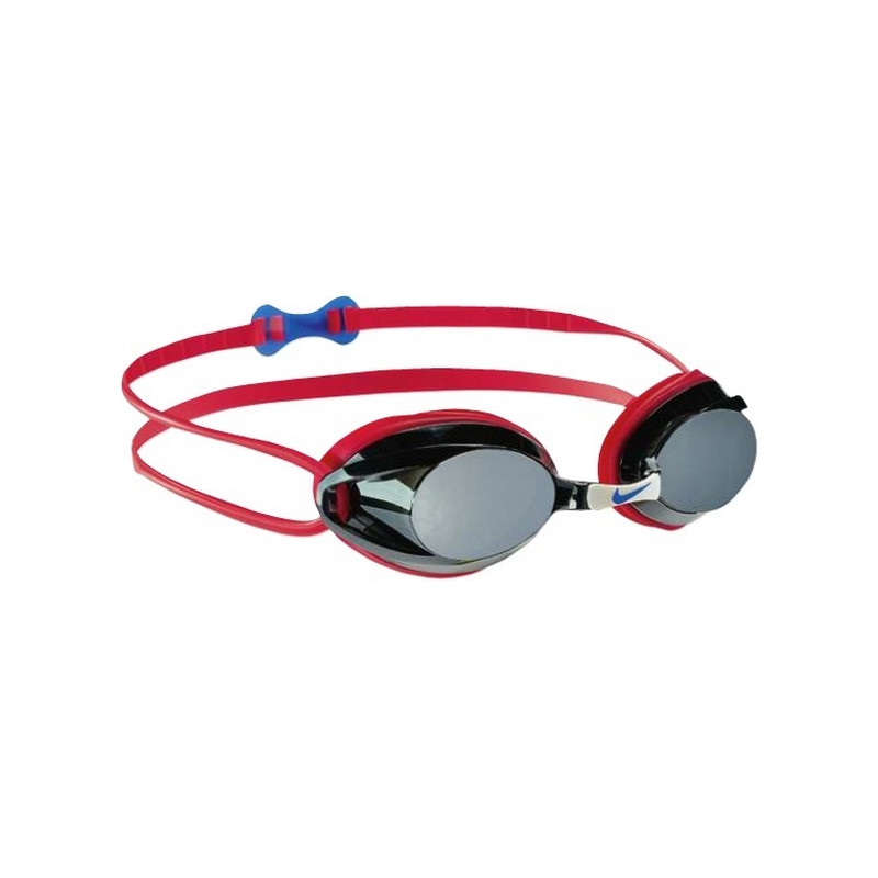 red swimming goggles