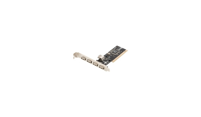 DIGITUS PCI Add-On card USB 2.0 5 USB ports 4 external 1 internal Chipset VIA6212