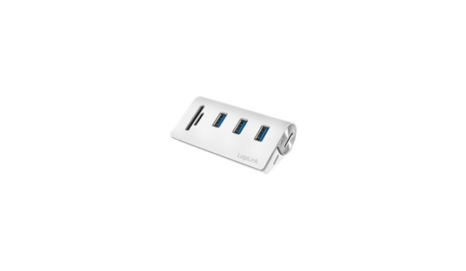 LOGILINK CR0045 USB 3.0, 3-pordiga jaardilugejaga ja alumiiniumkorpusega jaotur