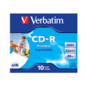 VERBATIM inkjet printable CD-R 80 min. / 700 MB 52x 10-pack jewelcase DataLife Plus, white surface