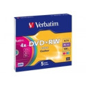 VERBATIM 43297 DVD+RW Verbatim [ 5pcs, 4.7GB, 4x, slim jewel case, Colour ]