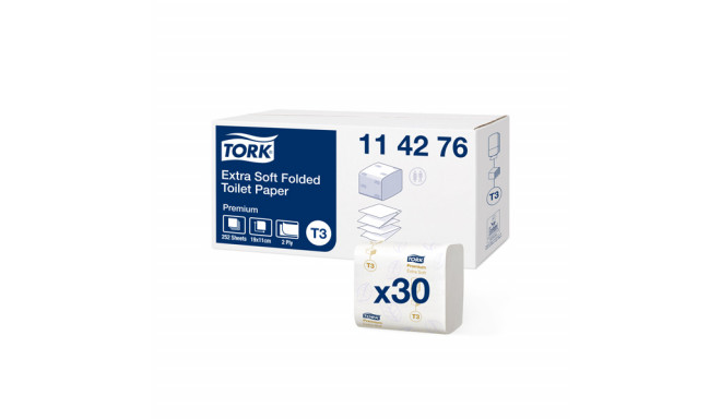 Tualettpaber Tork Extra Soft T3, 11x19cm, 2-kih,  252lehte, valge 114276 (30 tk)