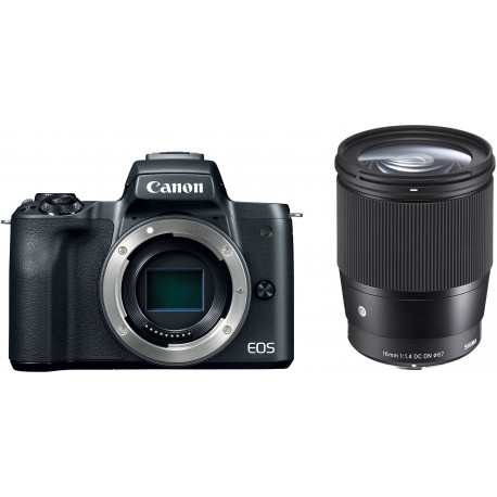 Canon EOS M50 + Sigma 16mm f/1.4, черный