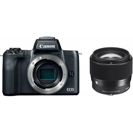 Canon EOS M50 + Sigma 56 мм f/1.4, черный