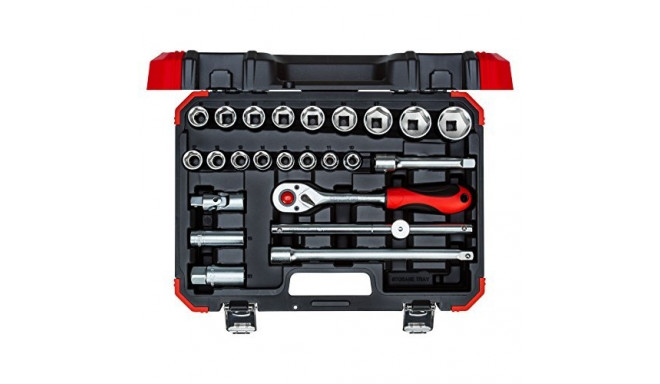 Gedore Red Socket set 1/2 ", 24 pieces (red / black, with Shift-gun, SW 10mm - 32mm)