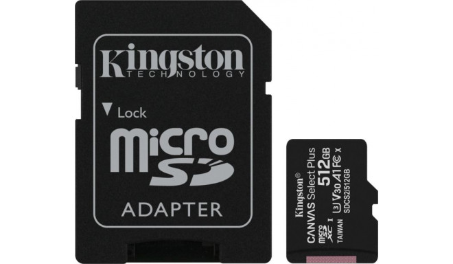 Kingston Canvas Select Plus 512 GB microSDXC, memory card (black, A1, Class 10, V30)