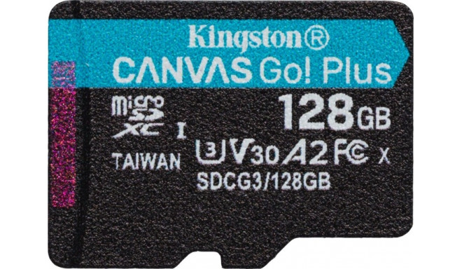Kingston mälukaart microSDXC 128GB Canvas Go! Plus UHS-I (U3) A2 Class 10 V30