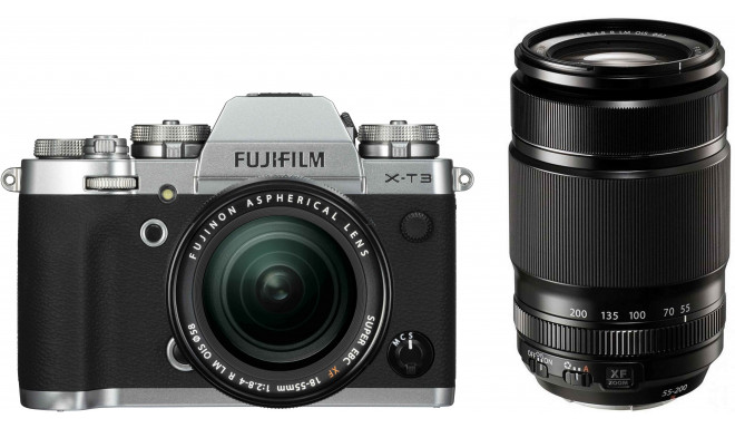 Fujifilm X-T3  + 18-55мм + 55-200мм Kit, серебиристый