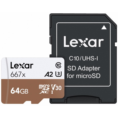 Lexar memory card microSDXC 64GB Pro 667X U3 V30 + adapter