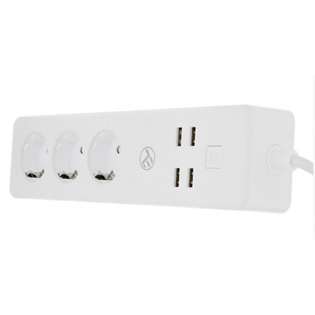 Tellur WiFi Power Strip, 3 Outlets, 4*USB 4A, 2200W, 10A, 1.8m