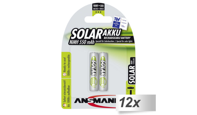 Ansmann rechargeable battery maxE NiMH Micro AAA 550mAh Solar 12x2pcs