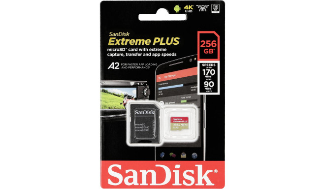 SanDisk mälukaart microSDXC 256GB 170MB A2 Extreme Plus (SDSQXBZ-2568-GN6MA)