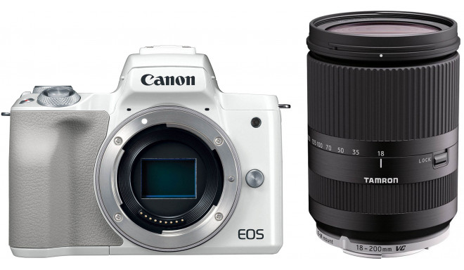 Canon EOS M50 + Tamron 18-200mm VC, valge