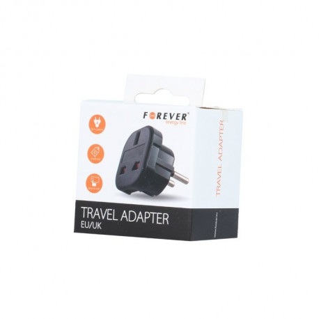 Forever travel adapter EU/UK, black