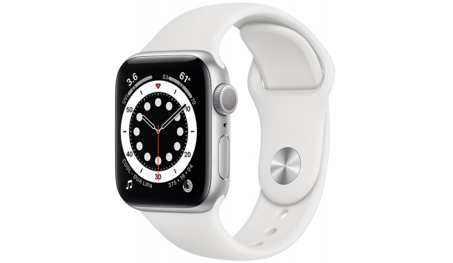 Apple Watch 6 GPS 40mm Sport Band, серебристый/белый